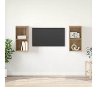 Holekex Lot de 2 meubles TV en chêne Artisan avec étagère, meuble bas mural pour salon, buffet avec espace de rangement, idéal pour multimédia, jeux, home cinéma et gestion des câbles