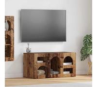 Holekex Meuble TV en bois vieilli 80 x 35 x 40 cm avec 5 étagères, polyvalent comme table TV, meuble bas, buffet pour salon et chambre à coucher