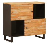 Holekex Meuble TV latéral marron en bois massif de mangue, 80 x 33 x 75 cm, meuble TV, buffet, commode avec espace de rangement pour salon, intérieur, debout