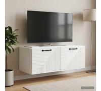 Holekex Meuble TV mural blanc brillant en bois 78,5 x 41 x 30 cm avec beaucoup d'espace de rangement et 2 portes pivotantes, meuble bas moderne pour bar de son et coin de jeu