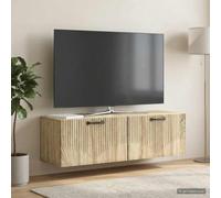 Holekex Meuble TV mural en chêne Sonoma - 98 x 31 x 30 cm - Meuble bas avec 2 portes à 90° - Grand espace de rangement - Buffet moderne pour bar de son et coin de jeu