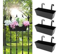 Holensun Lot de 3 pots de fleurs à suspendre pour balcon ou clôture, 40,6 cm, noir