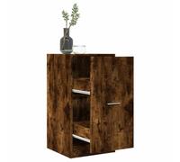 Holepyr Armoire à pharmacie en chêne fumé - 40 x 41 x 77,5 cm - Avec 2 tiroirs de rangement et tiroir d'armoire - Pour bureau, couloir, cave, garage - Polyvalent comme commode, buffet, armoire à