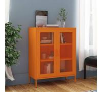 Holepyr Armoire de rangement en acier orange 80 x 35 x 101,5 cm avec 2 étagères réglables, pieds de réglage et portes en grille pour bureau, cave, garage, rangement et ordre dans le couloir