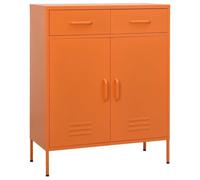 Holepyr Armoire de rangement en acier orange 80 x 35 x 101,5 cm avec 2 portes, 2 tiroirs, nivelateurs et étagère réglable pour bureau, cave et atelier pour un rangement organisé et un ordre