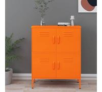 Holepyr Armoire de rangement orange en acier 80 x 35 x 101,5 cm avec 4 portes et 2 étagères réglables en hauteur pour bureau, cave, garage et ordre dans le couloir