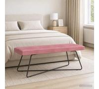 Holepyr Banc uni en velours rose 110 x 40 x 45 cm - Banc rembourré avec cadre en bois - Banc pour couloir, chambre à coucher, salle à manger, banc porte-manteau avec cadre en métal solide - Style