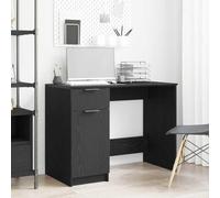 Holepyr Bureau d'ordinateur Table de travail avec espace de rangement Noir Aspect chêne 100 x 50 x 75 cm pour bureau à domicile avec tiroir et surface de rangement