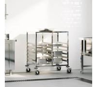 Holepyr Chariot à plateau en acier inoxydable avec 12 récipients GN 75 x 55 x 87 cm, chariot de service avec roulettes et freins, chariot de transport flexible pour cuisine, salle à manger, buffet