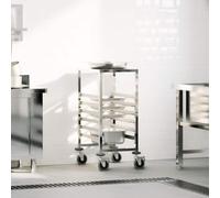 Holepyr Chariot à plateau en acier inoxydable avec 6 récipients GN 39 x 55 x 87 cm, chariot de cuisine flexible avec roulettes et freins pour un transport efficace et un rangement peu encombrant dans