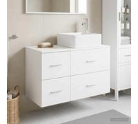Holepyr Ensemble de meubles de salle de bain 2 pièces - En bois blanc - Lavabo et armoire de salle de bain avec espace de rangement - Convient pour la rénovation et le montage