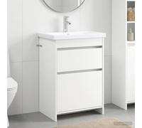 Holepyr Ensemble de meubles de salle de bain blanc 61 x 40 x 84,5 cm en bois avec lavabo et espace de rangement pour salle de bain moderne, kit de montage inclus, idéal pour la rénovation et