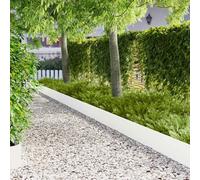 Holepyr Lot de 10 bordures de pelouse - 103 x 25 cm - En acier blanc - Pour bordure de parterre, bordure de jardin, bordure de parterre et chemin de jardin, bord de tonte résistant aux intempéries