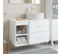 Holepyr Lot de 2 meubles de salle de bain - En bois blanc - Montage mural avec lavabo et robinet - Beaucoup d'espace de rangement pour la rénovation de la salle de bain - Confort et fonctionnalité