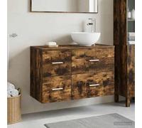 Holepyr Lot de 2 meubles de salle de bain en bois de chêne fumé avec beaucoup d'espace de rangement, trous de lavabo flexibles, design moderne et montage facile pour une conception individuelle de la