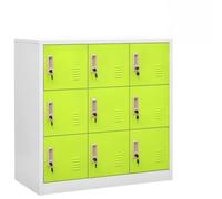 Holepyr Lot de 5 armoires de casier, gris clair, vert, acier, 90 x 45 x 92,5 cm, avec 9 casiers et serrures, pour bureau, école, cave, espace de rangement et ordre