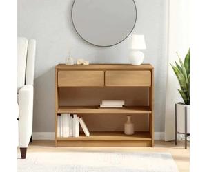Holepyr SAUDA Table console aspect chêne en pin massif 89,5 x 36,5 x 73 cm avec 2 tiroirs et étagères pour salon, couloir, entrée et entrée pour rangement et rangement