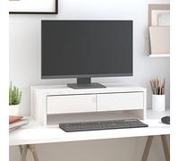 Holepyr Support d'écran blanc en pin massif 50 x 27 x 15 cm avec tiroirs, plateau pour clavier et espace de rangement pour bureau, bureau à domicile, jeux et études pour une conception ergonomique du