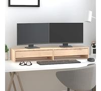 Holepyr Support d'écran en pin massif 100 x 27 x 15 cm avec tiroirs, plateau pour clavier et espace de rangement, support de bureau stable pour bureau, bureau à domicile, jeux et études