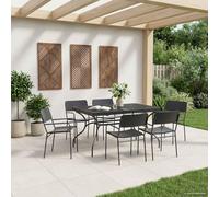 Holepyr Table à manger extensible en acier anthracite avec surface en maille, 212 x 90 x 76 cm, pour jardin, terrasse, balcon, résistante aux intempéries, flexible, idéale pour les fêtes de jardin et