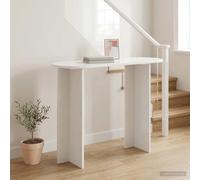 Holepyr Table console blanche brillante en bois 100 x 39,5 x 75 cm Table murale stable pour couloir, entrée, salon avec compartiment de rangement et rangement polyvalent