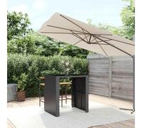 Holepyr Table de bar avec plateau en verre noir, 105 x 80 x 110 cm, en polyrotin, résistante aux intempéries, table de jardin, terrasse, balcon, terrasse, idéale pour les fêtes dans le jardin, la