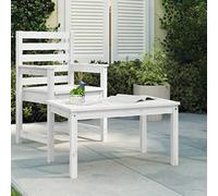 Holepyr Table de jardin blanche en pin massif 82,5 x 50,5 x 45 cm Table d'appoint stable pour terrasse, balcon, patio avec grande surface de rangement, idéale pour les fêtes de jardin, les barbecues