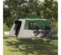 Holepyr Tente de cabine pour 12 personnes, vert et blanc, tente de camping en polyester 185T avec ventilation et sac de transport pour extérieur, trekking, aventures familiales
