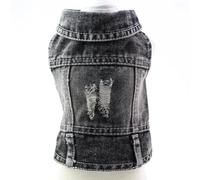 Holes Design Vest Cats Dogs Jeans Jacket Spring Autumn Pet Clothing for Small and Medium-Sized Dogs Cats,Noir,XS