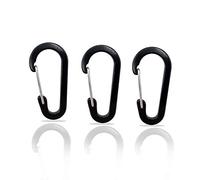 Holesto® Lot de 3 mousquetons à vis Petits - Mini Mousqueton - Mousqueton Porte-clés - Petit Mousqueton Noir - Set de mousquetons - Organiseur de clés - Carabiner (Noir (Forme D))