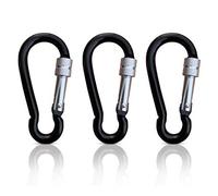 Holesto® Lot de 3 mousquetons à vis Petits - Mini Mousqueton Porte-clés - Petit Mousqueton Noir - Set de mousquetons - Organiseur de clés - Carabiner (Noir)