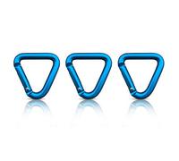 Holesto® Lot de 3 mousquetons triangulaires - Petit Mousqueton - Porte-clés Design - Carabiner - Set pour Sac à Dos, clés, Tente, Camping, randonnée (Bleu)