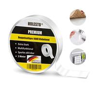 Holesto Nano Tape [3 mètres] - Double face transparent - Nano Magic Tape - Adhesif double face extra fort - Ruban adhésif double face extra fort - Ruban adhésif transparent - réutilisable