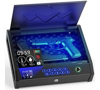 HOLEWOR - Coffre-fort biométrique pour pistolets avec écran LCD de la batterie du temps, empreintes digitales, pistolet à accès rapide, pistolet, table de chevet, voiture, 2 capacités