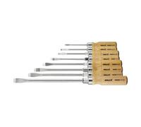 HOLEX Holex Jeu de tournevis pour visà fente, avec manche en bois, Nombre de tournevis: 8 Quantité:1