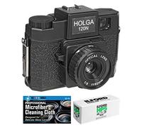 Holga 120N Appareil photo avec 120 films et chiffon microfibre Noir Format moyen
