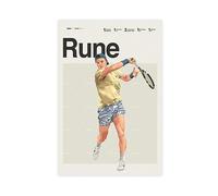 Holger Poster mural sur toile représentant un joueur de tennis rune - Décoration murale pour salon, chambre à coucher - Sans cadre - 30 x 45 cm