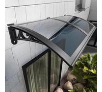 HOLGVE Auvent de Porte, Couverture Extérieure Polycarbonate avec Support Alliage d'aluminium, Porte df'entrée Extérieure En Surplomb UV/pluie/neige, Marquise Pour Porche/terrasse(Gray,100x180cm/39"x71