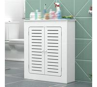 HOLGVE Cache Radiateur Blanc avec Tablette De Rangement, Meuble de Chauffage avec Double Porte, Cache-radiateur en Bois a Protection Sur 3 Côtés Et Rangement(20x27x10in/50x70x25cm)