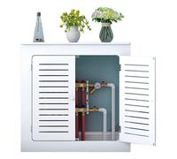HOLGVE Cache Radiateur Blanc avec Tablette De Rangement, Meuble de Chauffage avec Double Porte, Cache-radiateur En Bois avec Protection Sur 3 Côtés Et Rangement(20x27x10in/50x70x25cm)