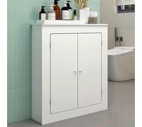 HOLGVE Cache Radiateur Bois Blanc avec 2 Portes, Armoire Chauffante Décorative for Couloir, Étagère de Radiateurs Vapeur Sécurité Table Rangement(20x27x10in/50x70x25cm)