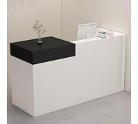 HOLGVE Comptoir de Réception, Comptoir de Caisse, Comptoir de Vente au Détail Avec Tiroir Verrouillable, Bureau d'accueil d'ordinateur en Bois, for Salon, Bureau, Restaurant, Petit Magasin(Black-left,