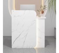 HOLGVE Comptoir de Réception, Table de Réception, comptoir de réception avec lumières LED, comptoir de vente au détail haut droit, table de réception permettant d'économiser de l'espace(Wit,23.6"x17.7