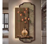 HOLGVE Décoration Murale 3D avec Éclairage LED, Fresque Murale en Grès, Œuvre d'art Lumineuse for Entrée, Chambre, Salon, Couloir, Hall D'hôtel.(Brown-3,100x50cm/39.3x19.6in)