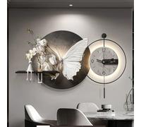 HOLGVE Décoration Murale 3D avec Horloge, Fresque Lumineuse LED avec Plantes ArtificiellesffVase en Verre, Décoration Murale Créative Grès for Coins, Couloir, Entrée(White-1,35.4x27.5in/90x70cm)