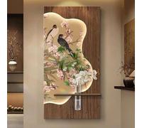 HOLGVE Décoration Murale 3D en Grès avec Éclairage LED, Sculpture Lumineuse Suspendue Représentant Une Plante Verte Moderne avec Vase, Idéale for La Maison(Brown-1,50x100cm/19.6x39.3in)