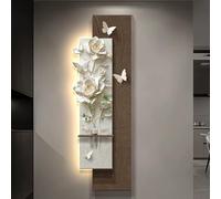 HOLGVE Décoration Murale 3D Imitation Lumineuse, Tableau Décoratif LED en Relief, Art Mural 3D en Grès, Sculpture Murale a Suspendre, for Chambre, Couloir(Brown-1,100x35cm/41.3x13.7in)