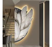 HOLGVE Décoration Murale d'angle 3D avec Éclairage LED, Sculptures Murales 3D Lumineuses, Tableau Suspendre for Entrée, Couloir, Chambre Ou Bureau.(Gray-2,39.3x19.6in/100x50cm)