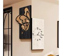 HOLGVE Décoration Murale d'angle Double avec Horloge, Tableau Décoratif en Grès, Facile a Lire, for Les Coins du Salon, du Couloir Ou L'entrée.(Brown,15.7x7.8in/40x20cm)