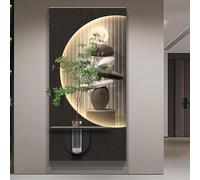 HOLGVE Décoration Murale en Grès, Tableau Décoratif Lumineux 3D avec Éclairage LED, Sculpture Murale avec Vase, for Salon, Chambre, Bureau Ou Entrée.(Black-2,20x39in/50x100cm)